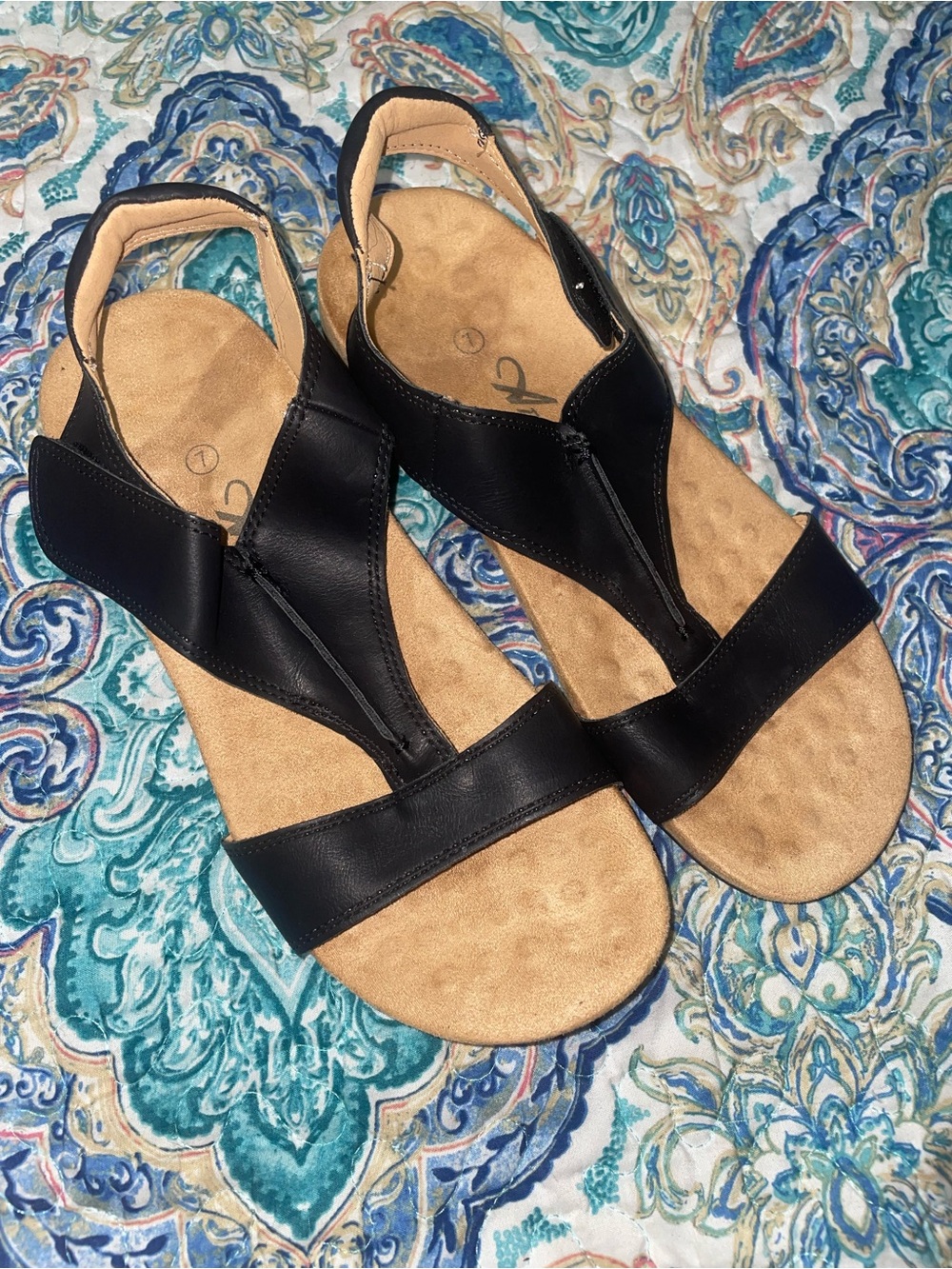 Women's Black Slingback Leather Sandals